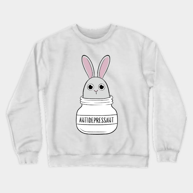 Antidepressant Bunny 4 Crewneck Sweatshirt by Firlefanzzz